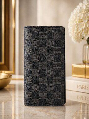 Authentic Louis Vuitton Damier Graphite Portefeuille Brazza Wallet